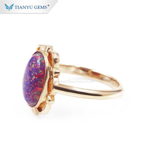 Tianyu Cincin Batu Permata Wanita, Bahan Batu Permata Opal Klasik 18K Emas Kuning - Product Image 6