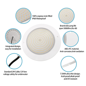 IP68 treo tường nhựa siêu mỏng 7.5mm <span class=keywords><strong>PAR56</strong></span> <span class=keywords><strong>DC12V</strong></span> RGB <span class=keywords><strong>LED</strong></span> hồ bơi ánh sáng ABS nhựa đầy điều khiển từ xa ánh sáng dưới nước - Product Image 2