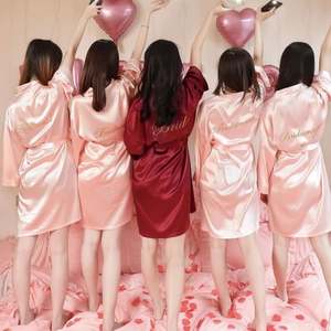 Bata de dormir para mujer K1430, transpirable, con bordado, sexy, tipo kimono, para novia, dama de honor, bata de baño. - Product Image 1