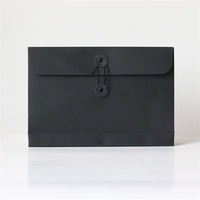 Sobres Ecológicos de Papel Kraft Negro para Documentos, Carpetas con Botón y Cierre de Cuerda, Personalizables con Logotipo, para Empaque de Tarjetas de Regalo