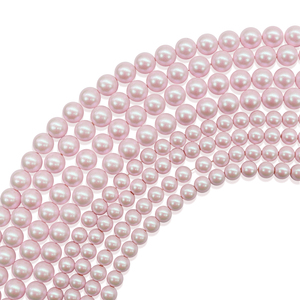 Perle di Vetro Rotonde di Alta Qualità, Imitazione <span class=keywords><strong>Swarovski</strong></span>, Colore Rosa Chiaro Crema, per Creazione di Gioielli - Vendita Stock - Product Image 1
