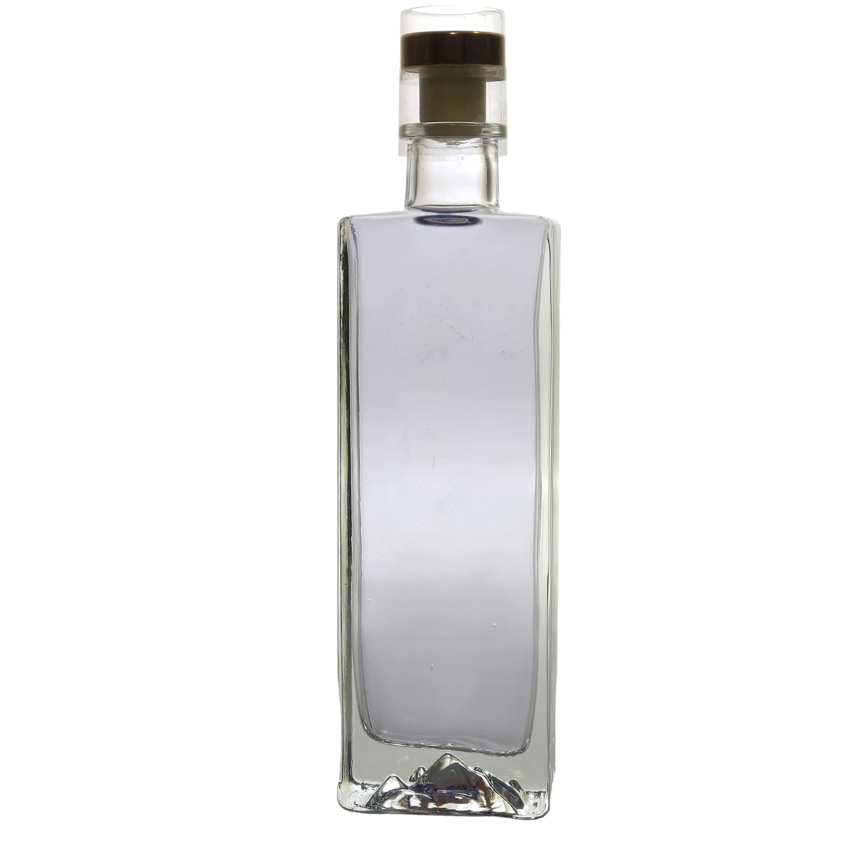 375ml Empty Rectangle Water Whisky Glass Bottle Vodka for Liquor 250ml Cork or as Customer's Requirements Transparent