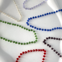 Collier EManco, perles de cristal colorées, chaîne de clavicule pour femmes, collier en acier inoxydable plaqué or de haute qualité, 12 mois
