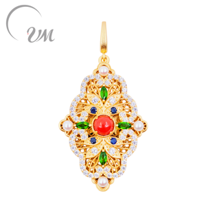 Pendentif en argent 925 avec agate et filament, plaqué or 18 carats, unisexe, pour usage quotidien et cadeau d'anniversaire de mariage, par UM Jewelry - Product Image 1