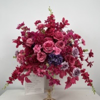 Centres de table de mariage, décor d'allée, arrangement floral en soie, boule de fleurs artificielles roses rouges pour événements, fêtes et décoration intérieure