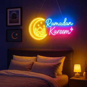 ป้ายไฟ LED อัจฉริยะปรับสีได้ ขนาด 18 นิ้ว สำหรับเทศกาลรอมฎอน เหมาะสำหรับโรงแรม งานปาร์ตี้ บ้าน สำนักงาน และโกดัง - Product Image 1