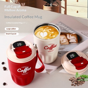 Tasse à café octogonale moderne et élégante en acier inoxydable 316 avec couvercle rabattable et isolation thermique - Product Image 1