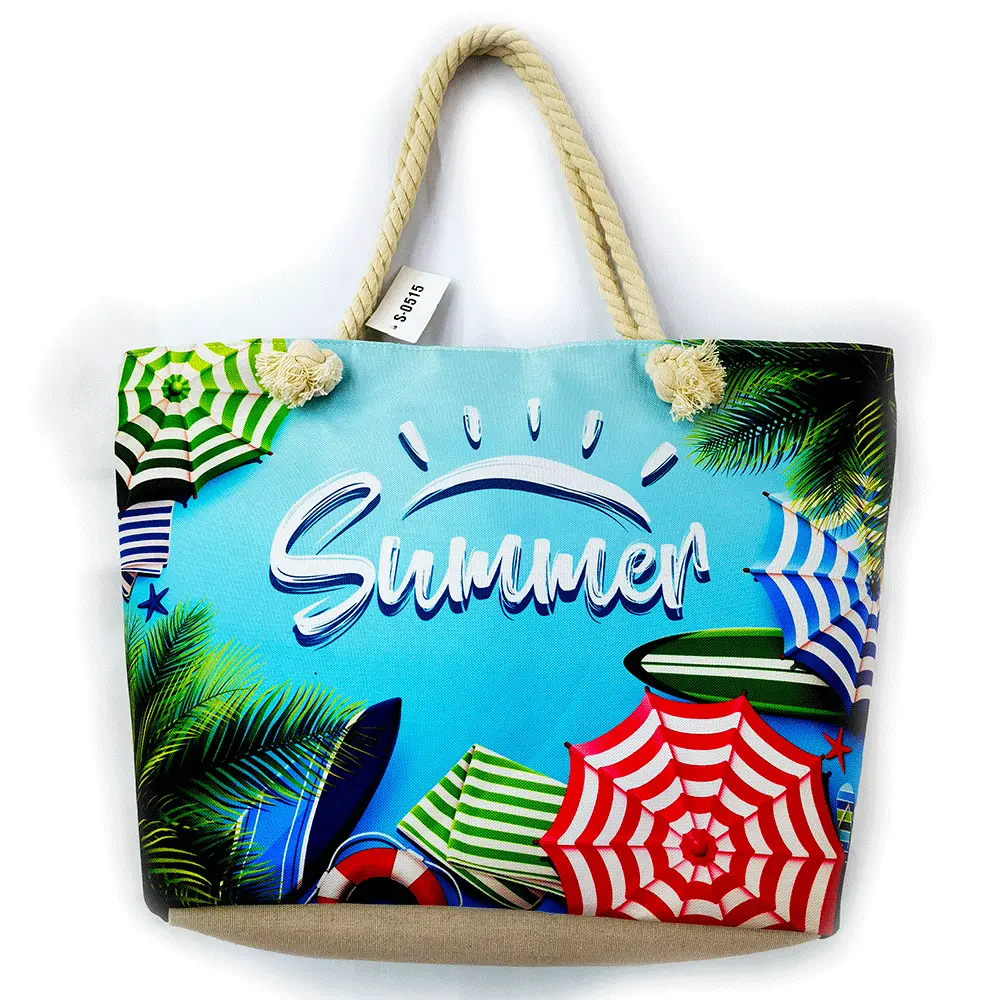 Bolso de lona de yute con logotipo impreso personalizado para mujer, bolsa de playa de lujo para verano, 2022