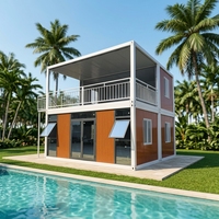 Villa de luxe moderne à deux étages en conteneurs d'acier, maison de vacances modulaire préfabriquée, assemblage rapide, 2 chambres, double étage