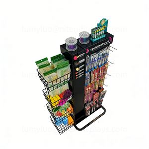 Support de présentation professionnel en métal pour pinceaux de maquillage, double face avec crochets et étagères latérales en fil métallique, présentoir cosmétique pour salon - Product Image 5