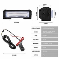 2 Stück COB LED Stroboskop-Lichtleiste 12/24V Notfall-Warnleuchte Grill-Blinklicht für LKW SUV 9 Blitzmodi 5 Farben IP43