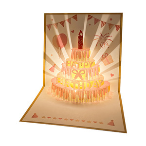 Carte de vœux d'anniversaire rectangulaire 3D stéréoscopique avec éclairage musical, étoiles lumineuses haut de gamme et enregistrement de vœux, pour l'exportation - Product Image 5