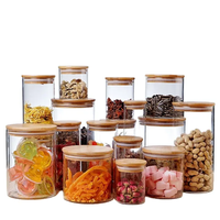 Vente en gros de pots de conservation alimentaire en verre transparent recyclable de 4 oz avec couvercle en bambou naturel