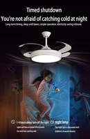 42/48 pouces rétractable Invisible salon moderne fantaisie Led plafonnier salon lampe avec ventilateur plafond pour salle à manger