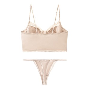 Lulu Custom Damen BH-Set mit schönem Rückendesign, französischen Knöpfen vorne, Satin-Spitze, Low-Rise-Tanga, gemustertes Westen-Design - Product Image 5