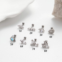 1PC Cz Tragus Cartilage Rook Helix Snug Conch Boucle d'oreille Prong Gem Monroe 16G Tragus Helix Piercing d'oreille