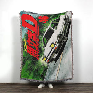 Selimut Rajut Jacquard Kustom Campuran Katun-Poliester dengan Desain Anime, Rumbai, Dapat Digunakan Empat Musim - Product Image 3