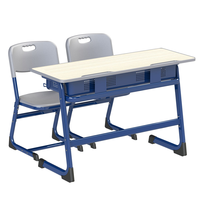 Ensemble de chaises de bureau scolaires à deux places, bois et métal, meubles commerciaux durables, design moderne, 2 tiroirs, confortables, garantie de 5 ans
