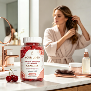 Integratori di Biotina in Gommose a Marchio Privato per <span class=keywords><strong>Capelli</strong></span>, Pelle <span class=keywords><strong>e</strong></span> <span class=keywords><strong>Unghie</strong></span>, <span class=keywords><strong>Vitamine</strong></span> Antiossidanti al Gusto Ciliegia Selvatica 90G - Product Image 3