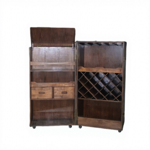 خزانة رفوف خشبية عتيقة من نوع ODM لعرض المطبخ المنزلي غرفة المعيشة خزانة بار محمولة من المجموعة القديمة - Product Image 3