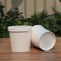 Logo Kustom Dicetak pada Tutup Mangkuk Kertas Kraft Tahan Air Ramah Lingkungan Biodegradable untuk Mie, Salad, Sup, Sekali Pakai, 750ml 1000ml