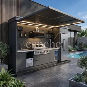 Station de barbecue personnalisable toutes saisons avec évier, protection UV, armoire de cuisine extérieure portable - Product Image 2