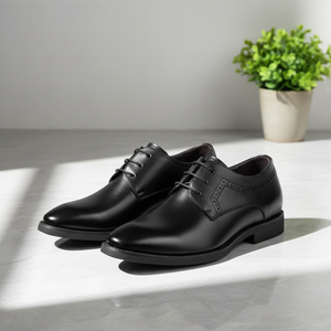 Scarpe da <span class=keywords><strong>Uomo</strong></span> con Rialzo Interno 3 Pollici - Oxford Nere Eleganti con Fodera in Vera Pelle e <span class=keywords><strong>Tacco</strong></span> Discreto Integrato - Product Image 2