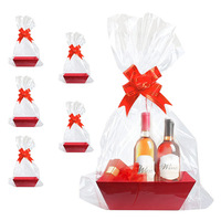 Panier-cadeau en carton recyclable avec poignée et plateau, boîte-cadeau pour vin rouge en gros, pour fêtes