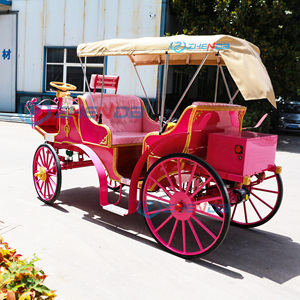 Zhenda <b>Pink</b> Electric Horse Drawn 6-Person Romantic Sightseeing Carriage with Steel <b>Frame</b> and Canopy - Product Image 3