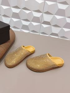 2026 Women Autumn Light Weight <b>Closed</b> <b>Toe</b> Microfiber Upper Slip on Sparkly <b>Mules</b> Summer Design Beaded Mesh Slippers - Product Image 4
