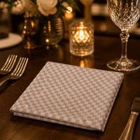 Serviette de table classique à carreaux vichy, tissée, couleur beige et blanche, pour hôtel, restaurant, café, taille personnalisée disponible