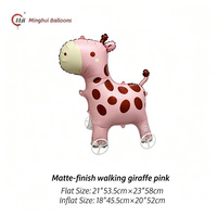 Ballon Mylar Autostatique Mat en Forme d'Animal Ambulant avec Roues : Girafe, Canard, Dinosaure, Corgi, Éléphant, Chat