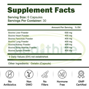 Supplément d'organe de boeuf Healthife foie nourri à l'herbe coeur pancréas rein poumon rate moelle osseuse 7 organes de boeuf capsule complexe - Product Image 2