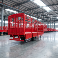 Nouvelle semi-remorque JINFENG 2/3/4 essieux 30-80 tonnes en acier pour le transport d'animaux, de bétail et de canne à sucre, avec barrière rabattable, pneus 12R22.5 à air