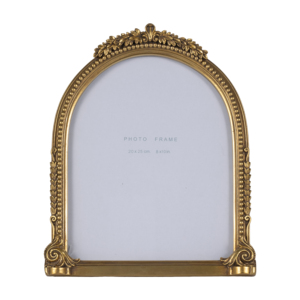 Cornice per foto in metallo ornata e arcuata 20x25 cm per decorazioni da tavolo, soggiorno, stile vintage - Product Image 1