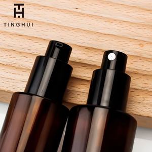 Flat Shoulder Refillable Spray <b>Bottle</b> Serum Essential Oil Perfume 30ml 50ml 80ml 100ml Amber <b>Glass</b> <b>Pump</b> <b>Bottles</b> Skin Care Cream - Product Image 5