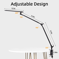Pince USB en aluminium pour bras oscillant à 360 degrés Modes de rotation des yeux Design moderne Ampoule à intensité variable E26 Lecture au bureau à domicile
