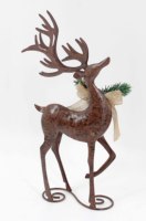 Décoration de Noël Animée Classique Fini Brillant, Renne en Fer, Figurine Artisanale d'Extérieur, Jouet, Marque YINGTU, 14x11.25 Pouces