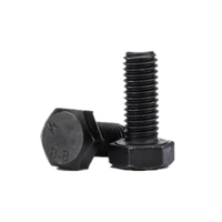 Baut Mur Baja Karbon M10 DIN 933 Heksagonal Hitam HDG Pengikat Ulir UNC Kelas 6.8
