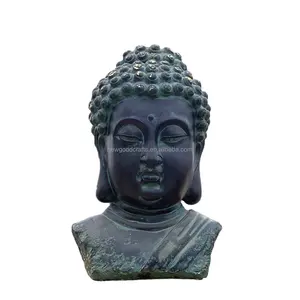 Zen Buddha Head Statue Artificial Rustic Ornamental Spiritual Figurine Resin Buddha Head with Buddhism Theme