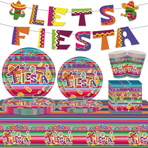 Ensemble de vaisselle pour fête de remise de diplôme UNK De Mayo avec gobelets <span class=keywords><strong>en</strong></span> <span class=keywords><strong>papier</strong></span>, assiettes, serviettes, couverts, nappe - Product Image 2