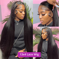 Perruque en cheveux humains avec dentelle frontale 13x6, densité 300%, pré-épilée, lisse, 30 à 40 pouces, perruques en cheveux humains avec dentelle frontale 13x4 pour femmes