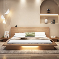Cama doble nórdica, cama tatami japonesa, plataforma para dormitorio principal, marco moderno y sencillo, cama baja para bodas