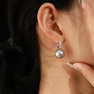 Luxury Niche <b>Silver</b> Fine Pear Cut Diamond <b>Stud</b> Earrings All Match Cold Style White Zirconium Pearl Pin Jewelry - Product Image 5