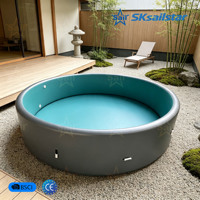 Drop-Stitch Runder Aufblasbarer Pool mit Gebürsteter Oberfläche, Doppelschichtig, Dick, Faltbar, PVC-Muster, Großer Familien-Kinderpool für den Garten