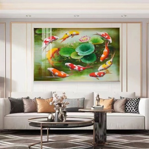 Pintura de Peces Koi de Porcelana de Cristal de Lujo Lucky Koi, Arte Moderno, Cuadros Decorativos para Sala de Estar y Hogar - Product Image 2
