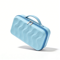 Étui de rangement portable en EVA rigide pour maquillage, motif vague 3D, antichoc, boîte de rangement de voyage pour gadgets électroniques avec poignée