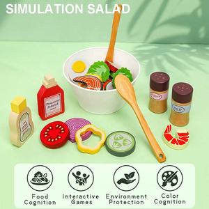 Jeu de <span class=keywords><strong>cuisine</strong></span> en bois simulé pour enfants, jouets de <span class=keywords><strong>cuisine</strong></span> en bois, salade de fruits et légumes, jeu de rôle, jouets de <span class=keywords><strong>cuisine</strong></span> cognitifs - Product Image 2