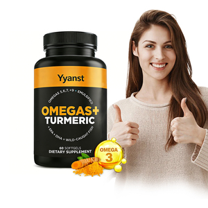 Cápsulas blandas de cúrcuma y aceite de pescado de alta calidad OEM/ODM de marca privada que favorecen la función cerebral y promueven la salud articular - Product Image 1