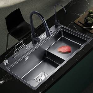 Fregadero de cocina de acero inoxidable engrosado con montaje superior, diseño sin juntas y drenaje rápido para el hogar - Product Image 1